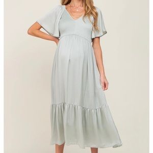 Pinkblush Maternity Mint Green Satin Smocked Maternity Dress